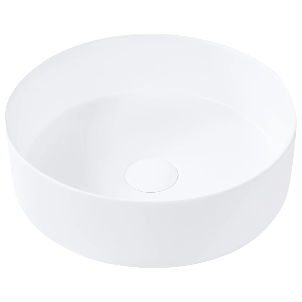 Lavabo da bagno rotondo in ceramica 36 cm nero e bianco stile moderno elegante