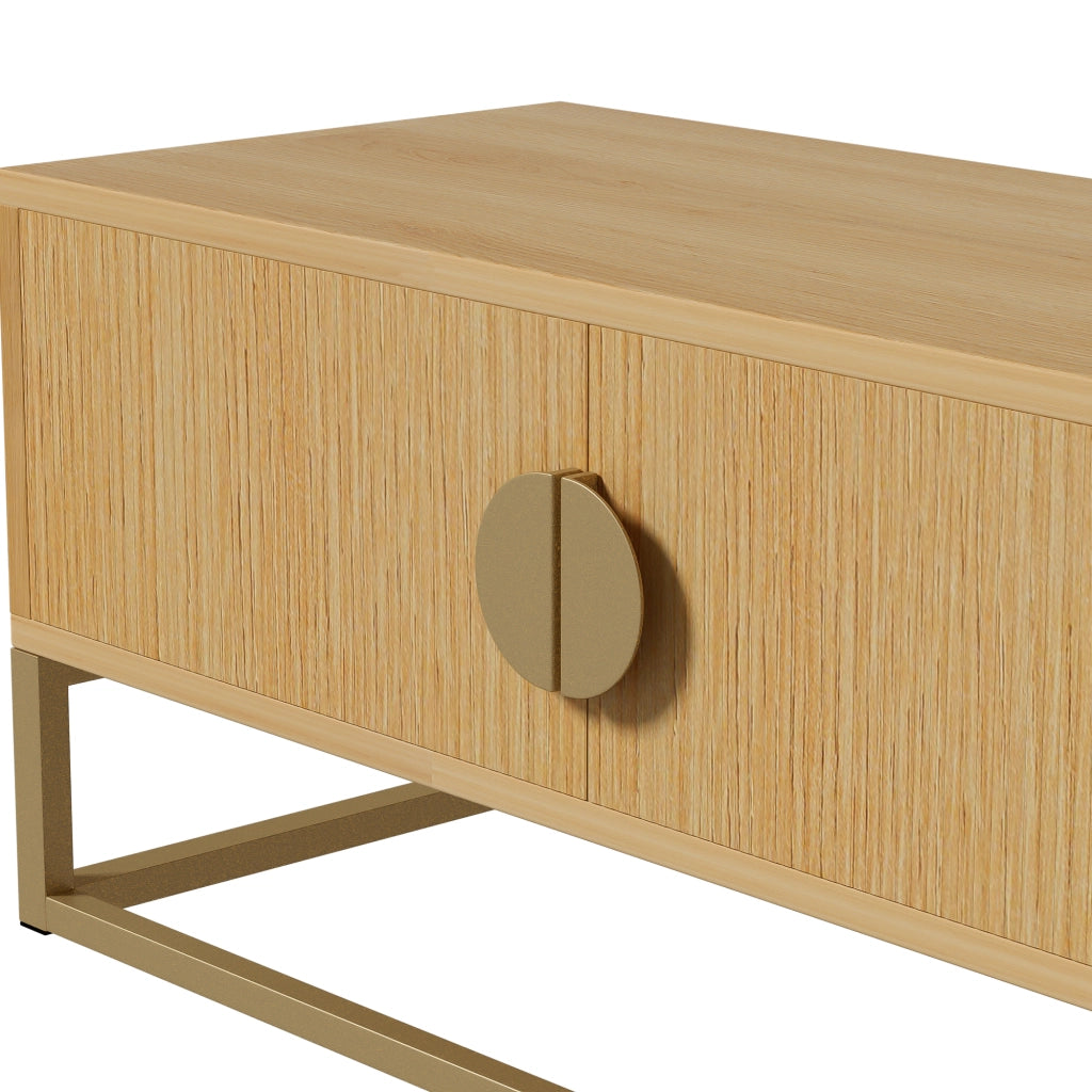 Mobile TV 180x40x40 cm; 4 ante con chiusura soft-close; MDF e pannello truciolare; colore naturale