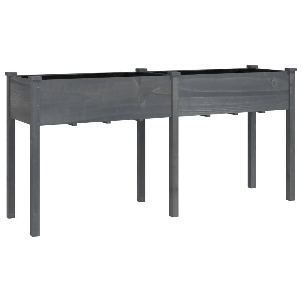 Fioriera con Fodera-Vaso-Contenitore per Piante Grigia 161x45x76cm Legno Massello di Abete