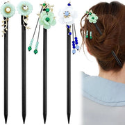 Spille per capelli 4 pezzi - Spille per capelli in legno giapponese con fiore farfalla e perla per donne - Stile vintage - Accessori per capelli per capelli lunghi - Adatto per ragazze