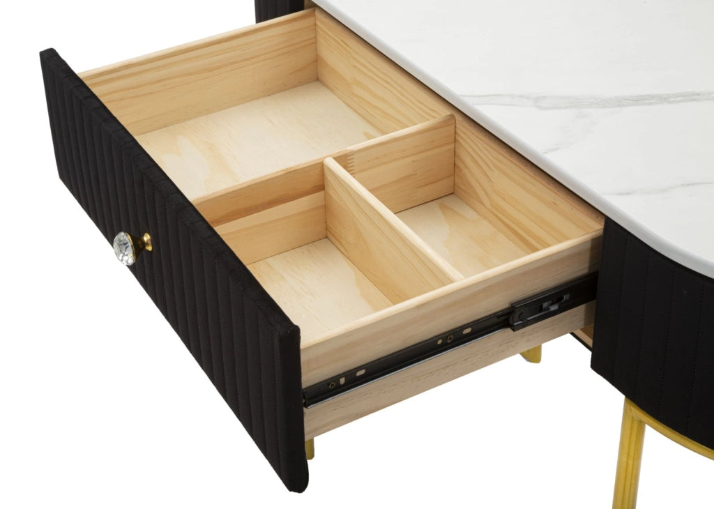 Consolle in metallo dorato, piano in simili marmo bianco 100x43x74cm Montepellier