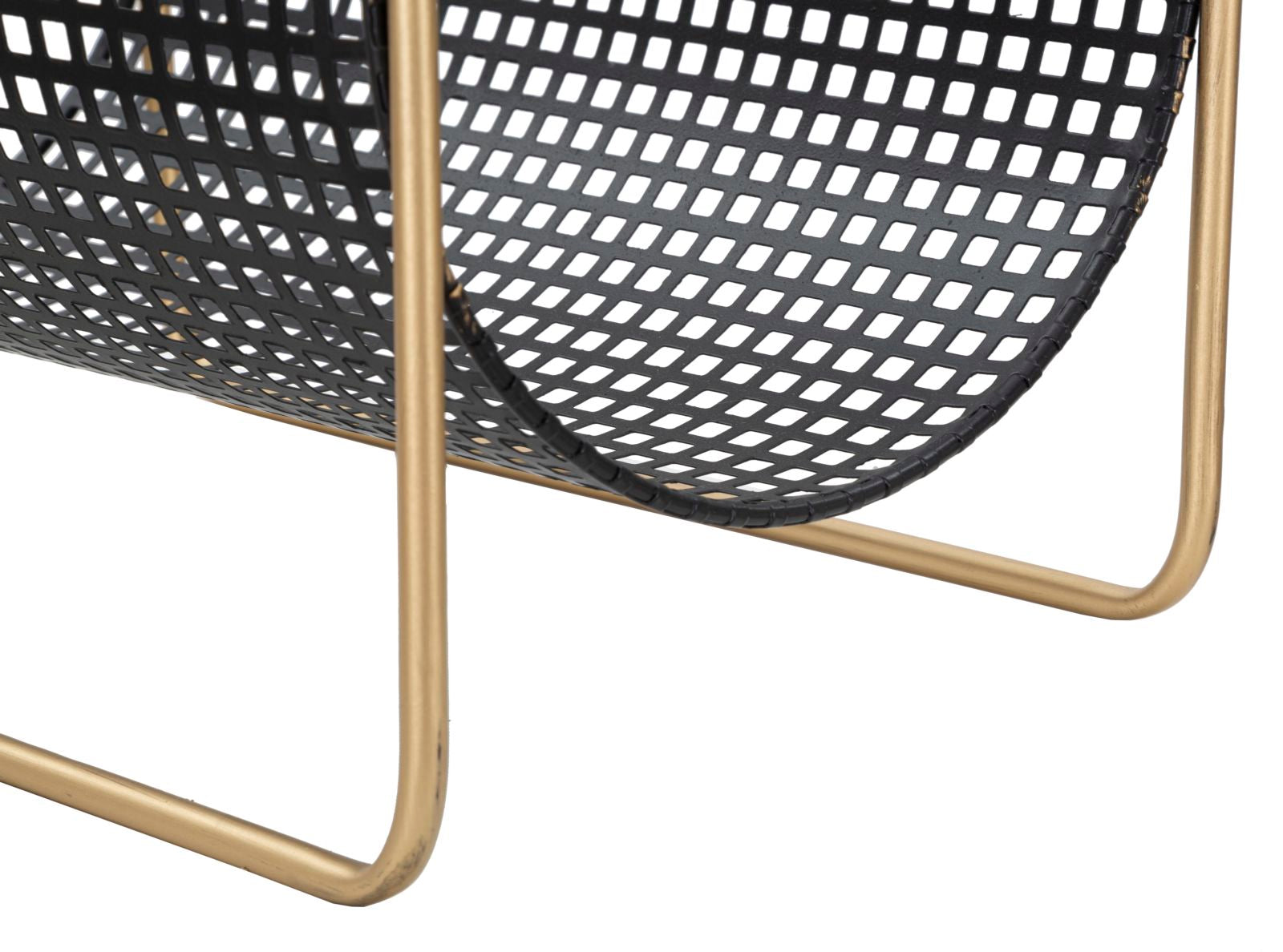 Porta Giornali Fashion 37x23x54,5 cm Legno di Abete e in Ferro Nero e Oro