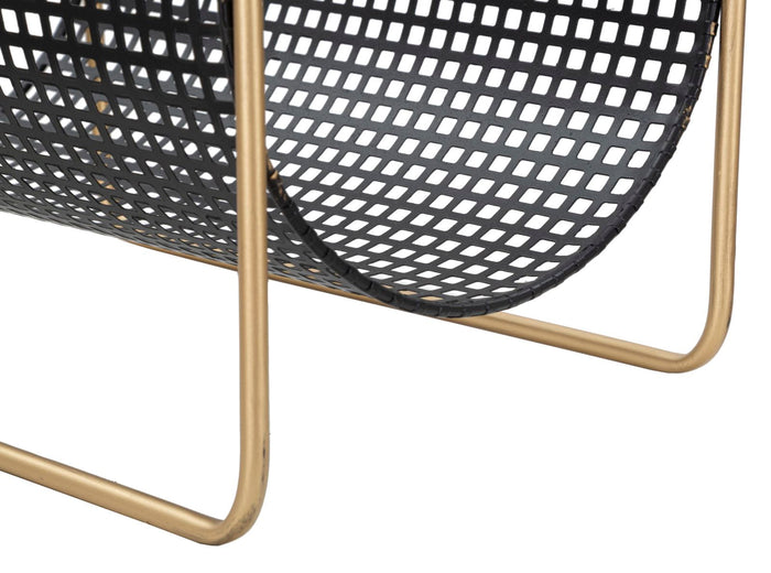 Porta Giornali Fashion 37x23x54,5 cm Legno di Abete e in Ferro Nero e Oro