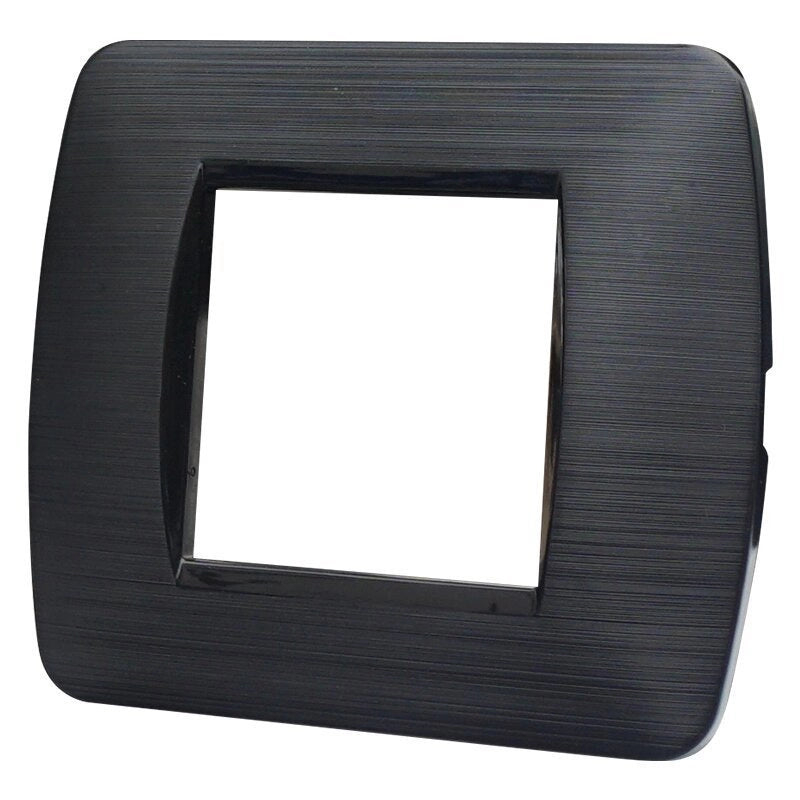 Placca Plastica Serie Space 2P Colore Nero Satinato Compatibile Con Bticino Living Light