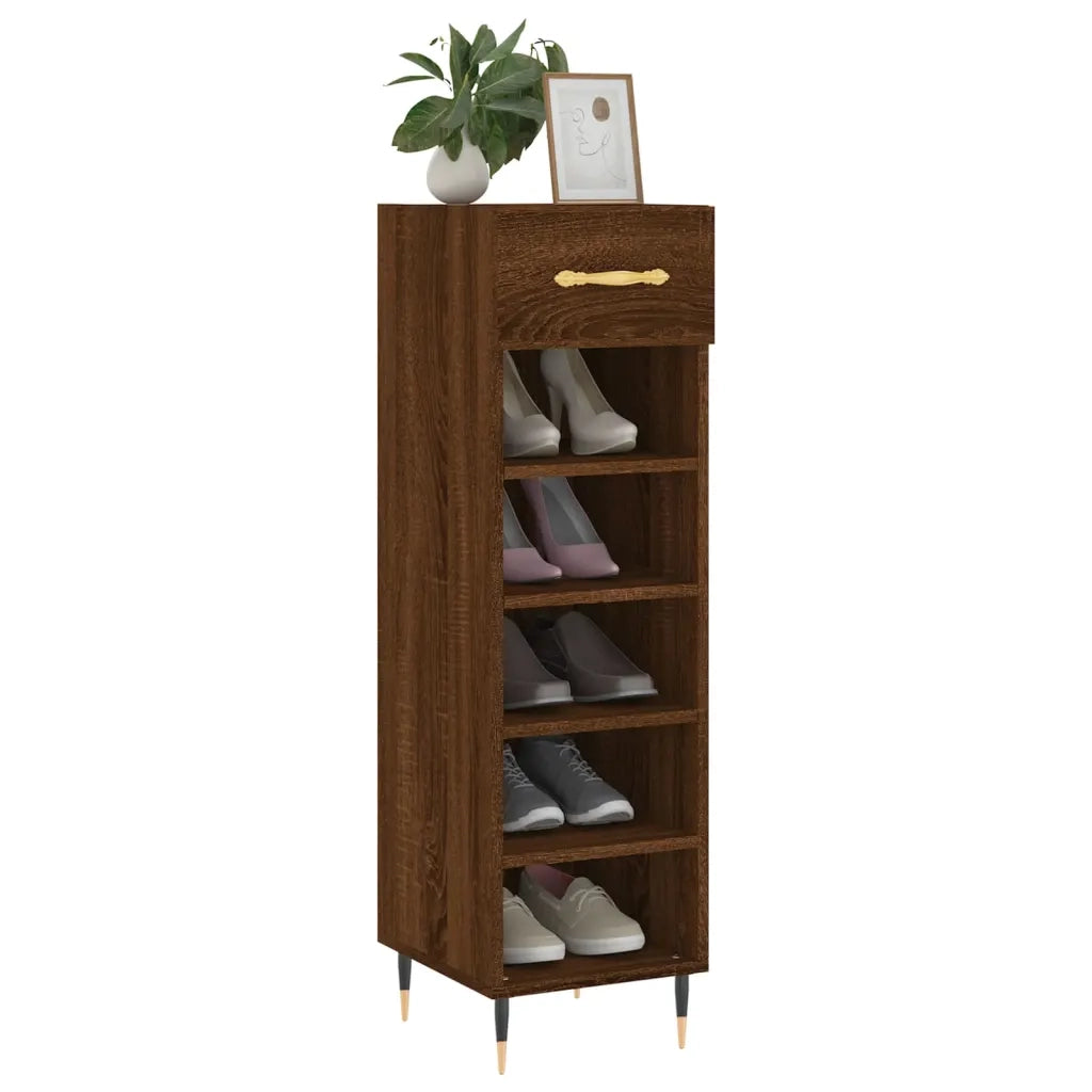 Scarpiera-Scaffale per scarpe Rovere Marrone 30x35x105 cm in Legno Multistrato