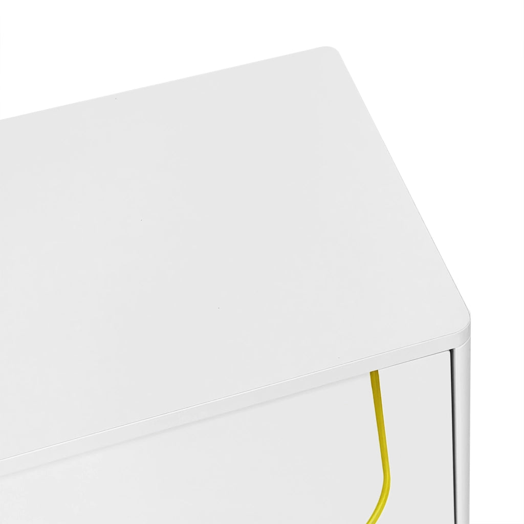 Mobile TV 170x38x44 cm; ante push-to-open con dettagli oro; pannello truciolare bianco