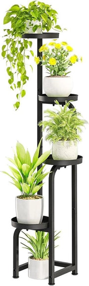 Standarizzazione per piante premium - 4 strati metallico angolare per esterno e interno - Nero - Adatto per terrazza, giardino, balcone, salotto e camera da letto
