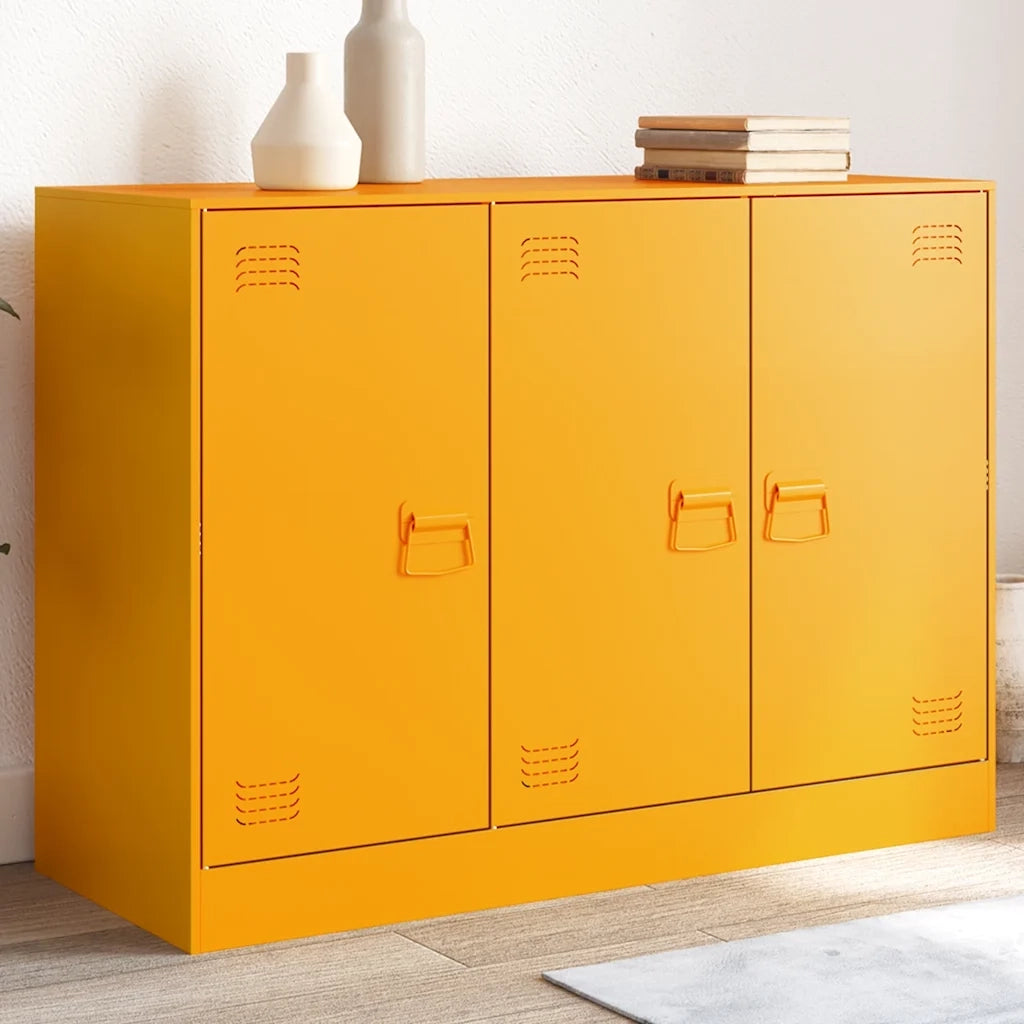 Credenza-Buffet-Armadio da cucina Giallo Senape 99x39x73 cm in Acciaio 583965