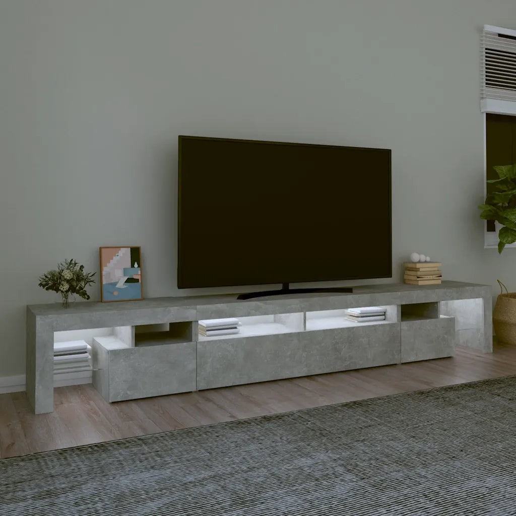 Mobile Porta TV con Luci LED Grigio Cemento 260x36,5x40 cm 3152781