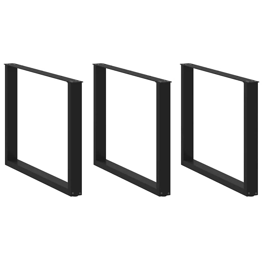 Set di 3 gambe per tavolo da pranzo moderne robuste e regolabili a forma di U 100 x 72-73 cm acciaio nero 02_0057452