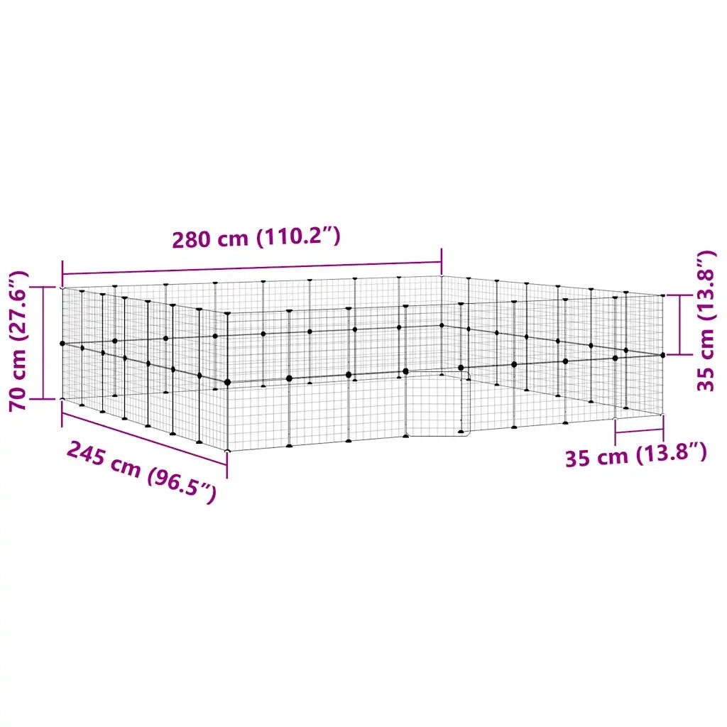 Gabbia per Animali 60 Pannelli con Porta Nera 35x35 cm Acciaio 3114042