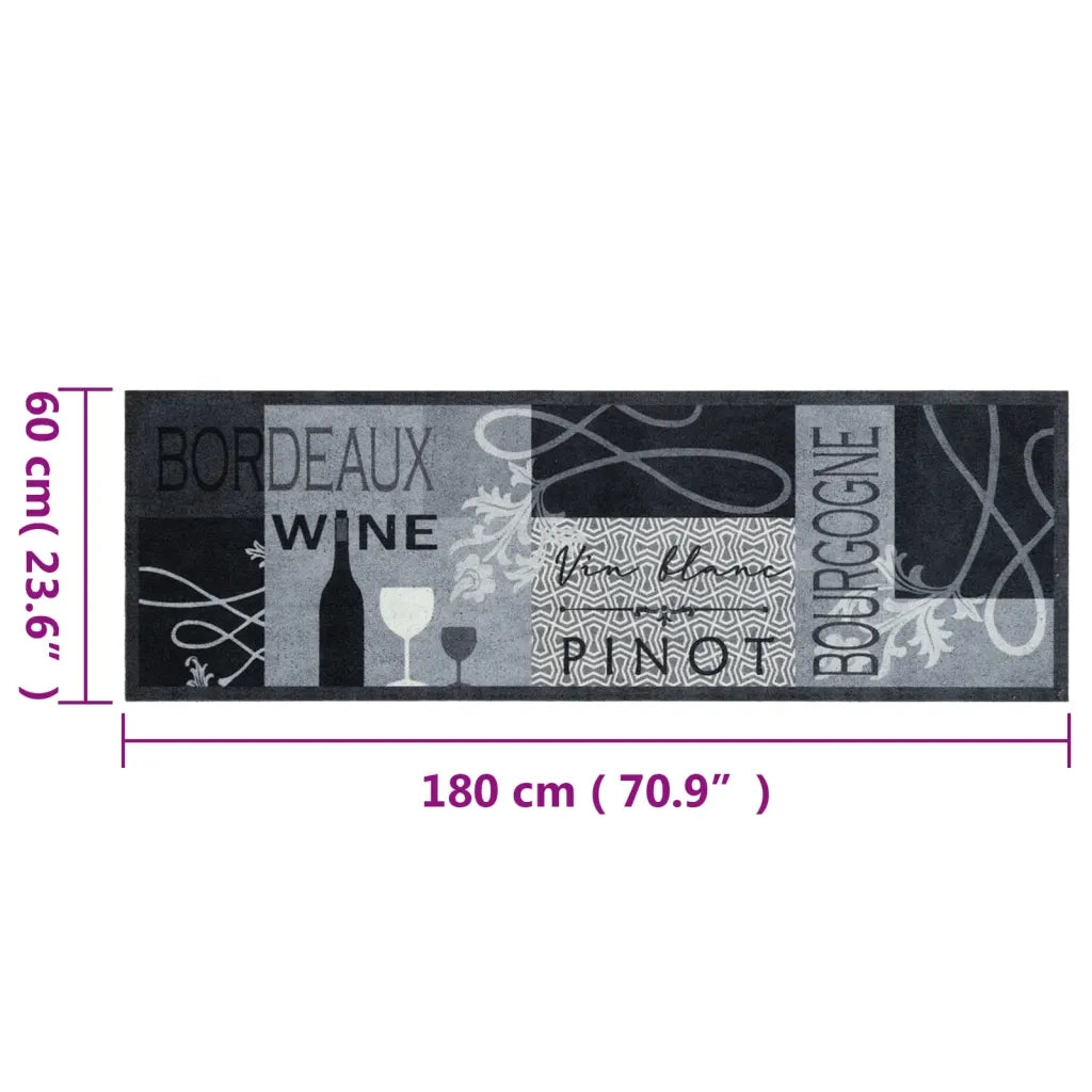 Tappeto da Cucina Lavabile-Tappetino da Cucina Grigio Vino 60x180 cm in Velluto