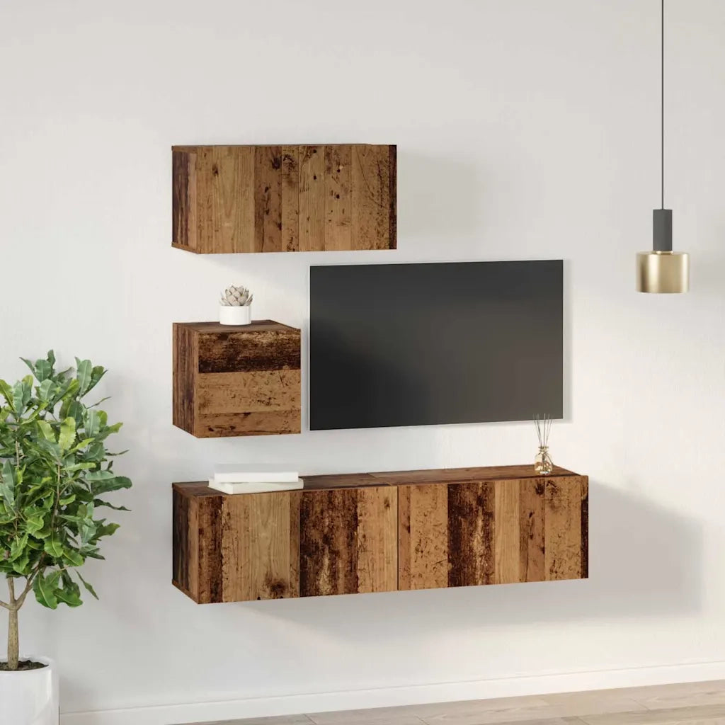 Set mobile TV 4 pcs Legno vecchio Legno multistrato 3393147