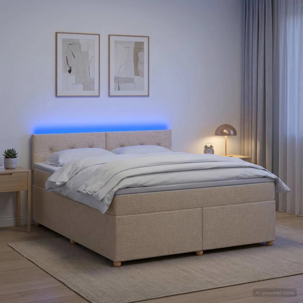Letto box spring con materasso Crema 180 x 200 cm Tessuto 3452483