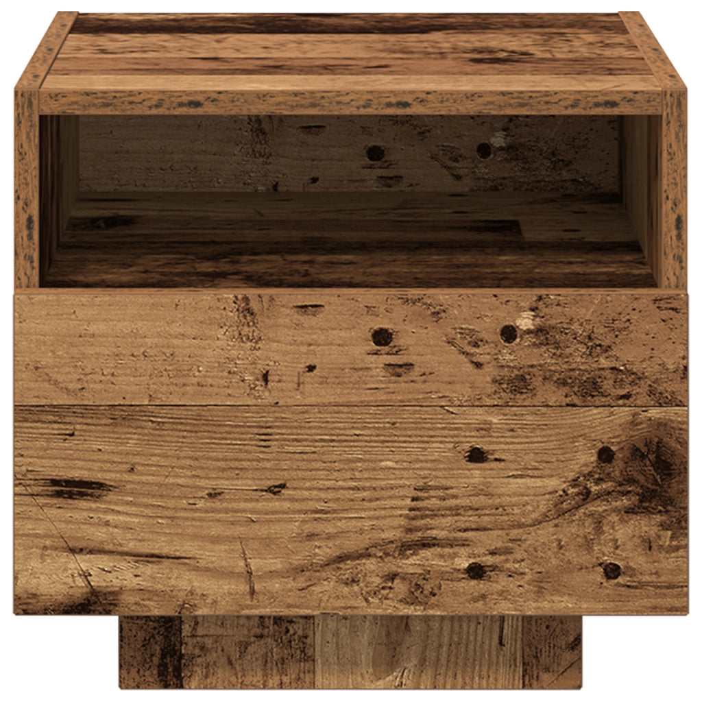 Comodini con Luci LED 2 pcs Legno Vecchio 40x39x37 cm