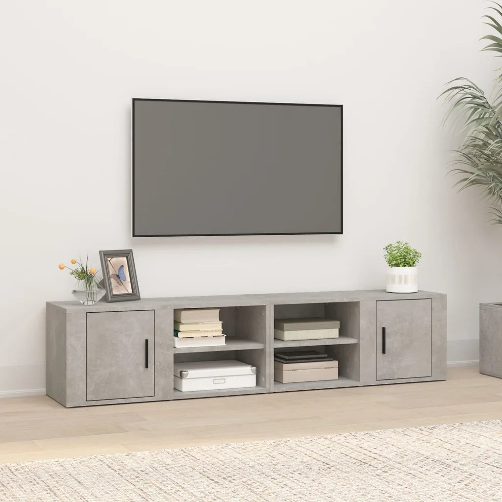 Mobili TV 2 pz-Set di 2 Credenza per TV Grigio Cemento 80x31,5x36 cm Legno Multistrato