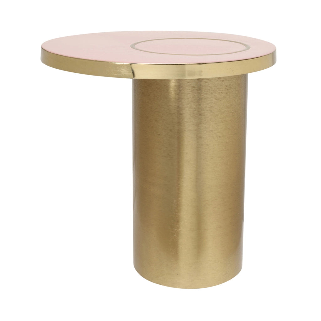 Tavolino Art Deco in ferro con finiture oro e rosa