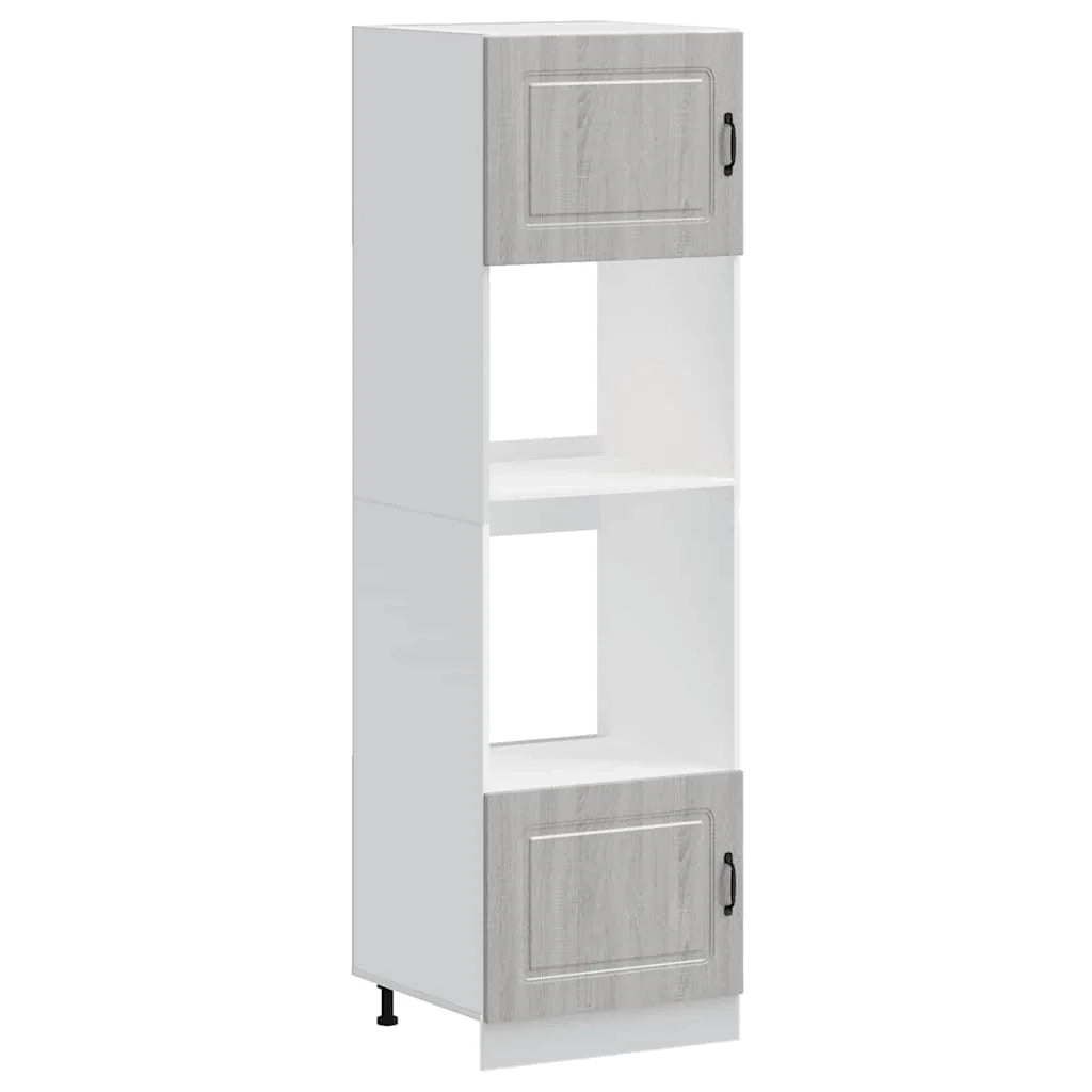 Set di 2 mobili classici per forno unità contenitore 60 x 57 x 207 cm legno composito Sonoma grigio 02_0055702