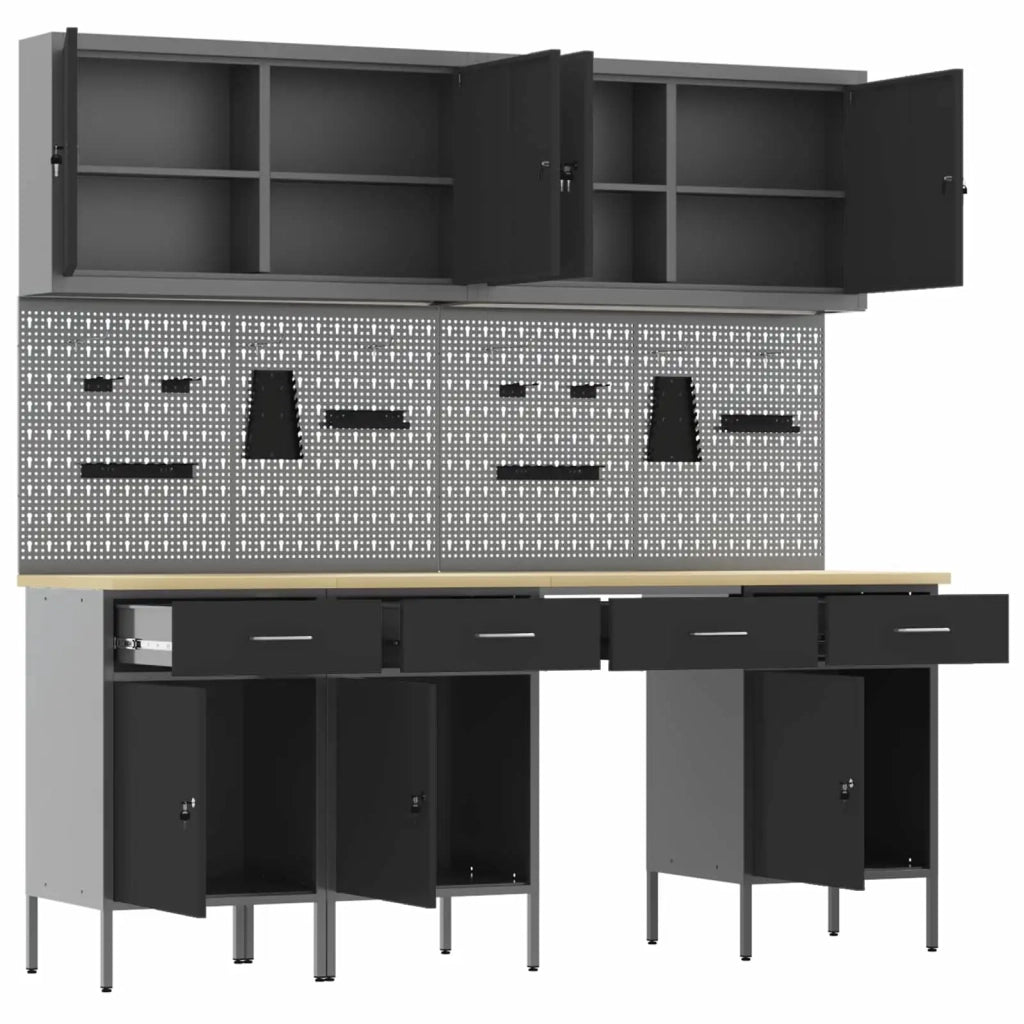 Mobile da lavoro 10 pcs Nero Legno ingegnerizzato e acciaio 3321470