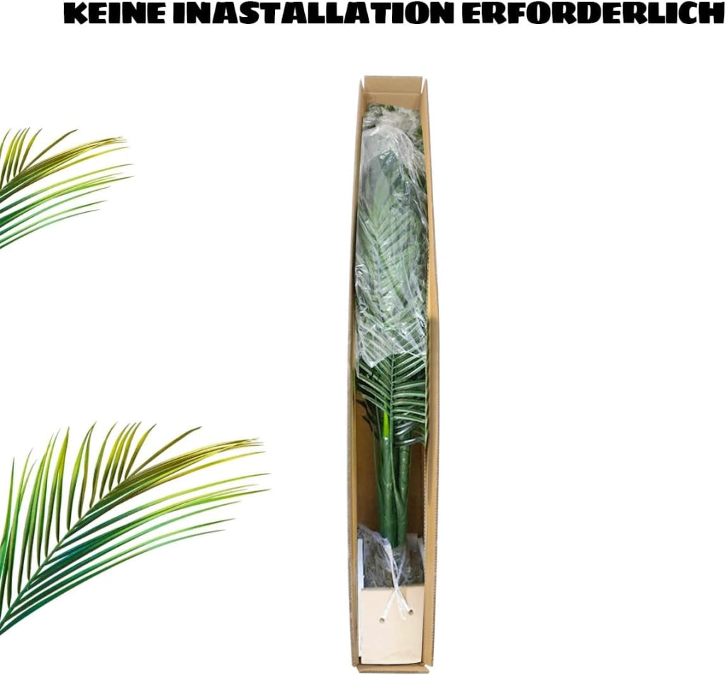 Pianta artificiale, palma artificiale, 110 cm, pianta da interno in vaso, albero artificiale, grande pianta decorativa per giardino, soggiorno e ufficio