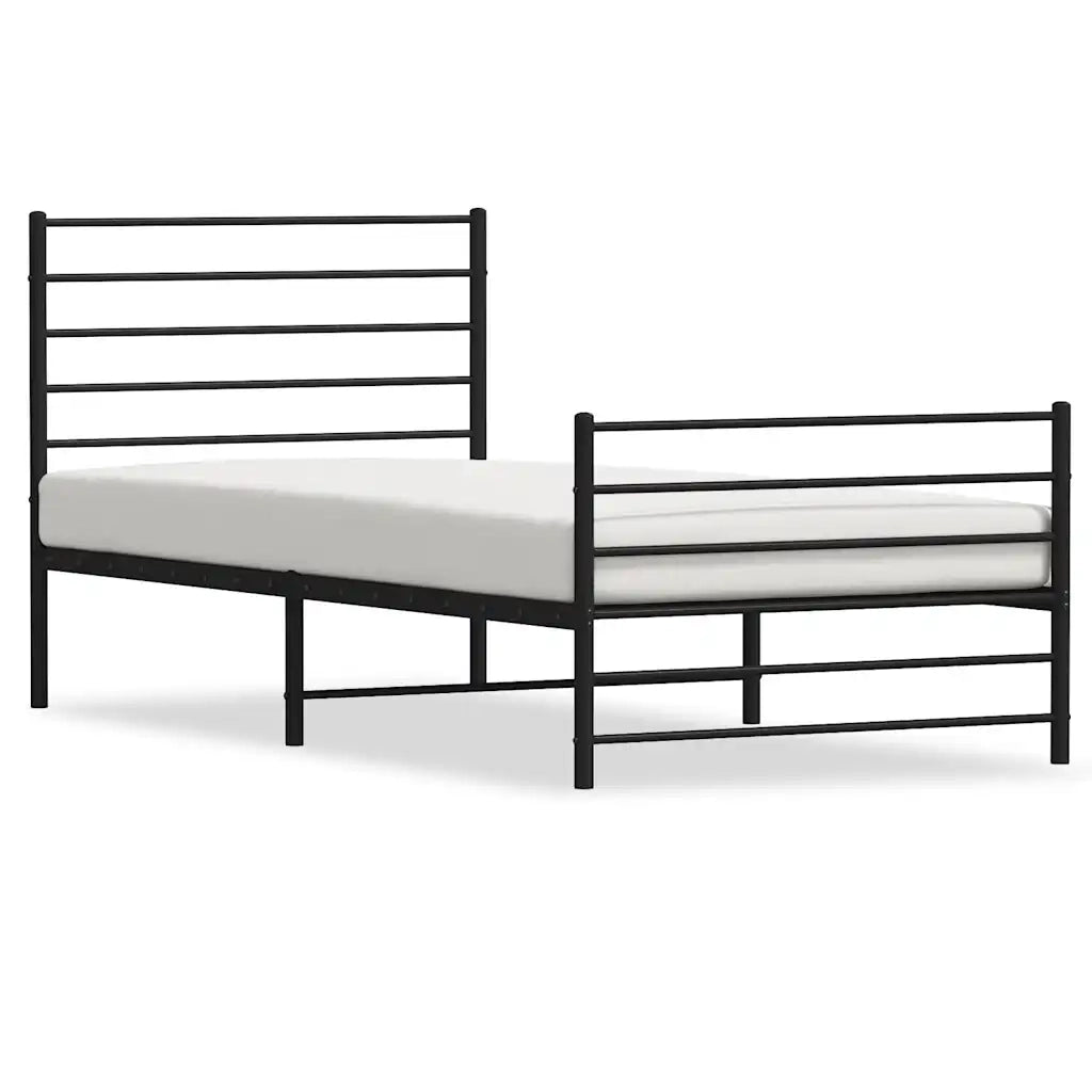 Giroletto con Testiera e Pediera Metallo Nero 100x200 cm 352332