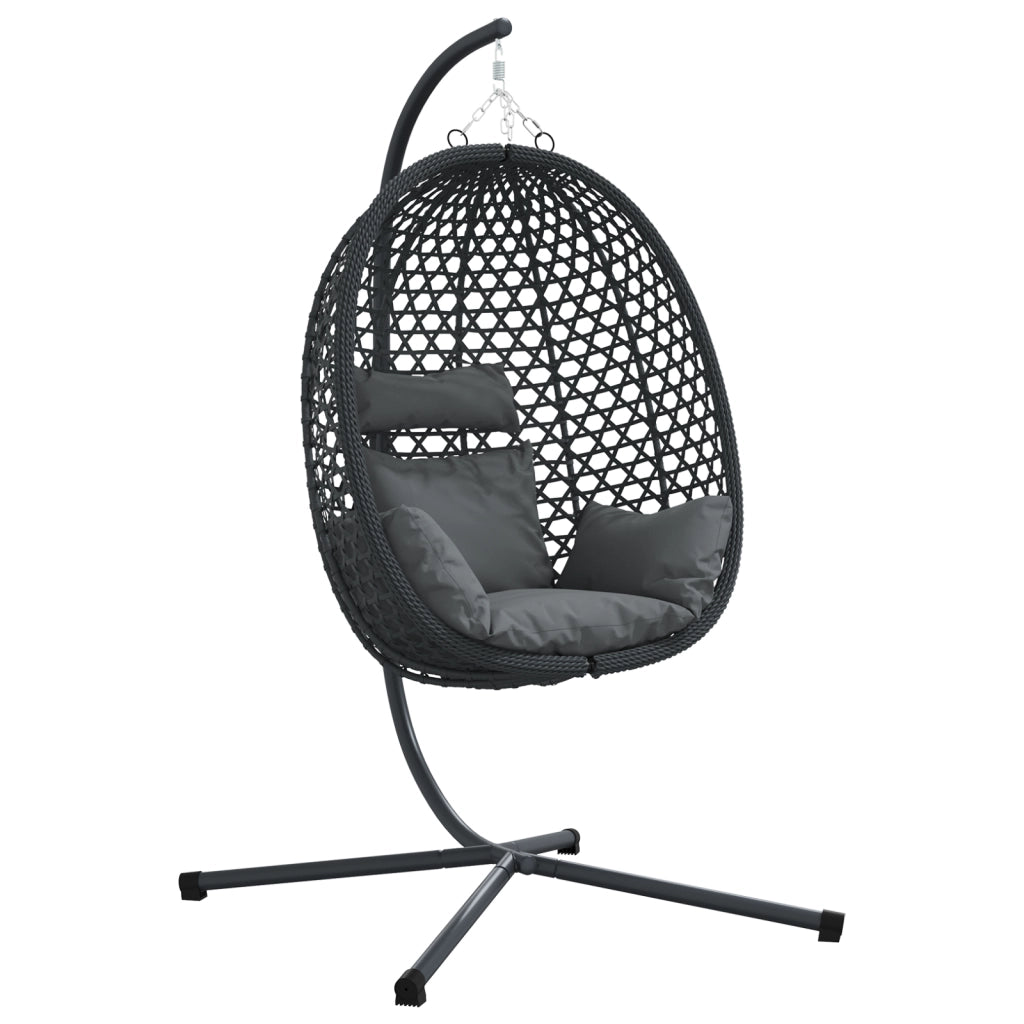 Sedia a Uovo Appesa con Supporto Antracite Rattan Polimerico