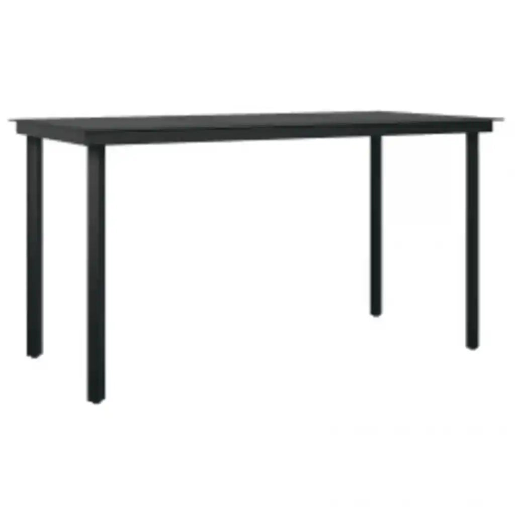 Set Mobili da Pranzo per Giardino 5 pz Nero Polyrattan Vetro 3334585