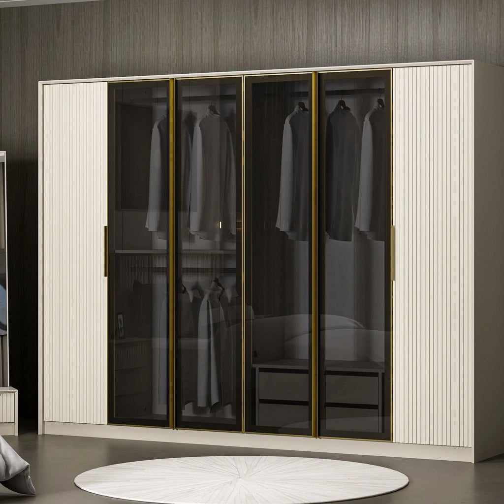 Armadio Camera da Letto Gavi, Guardaroba Grande Appendiabiti, 274x210h cm Bianco