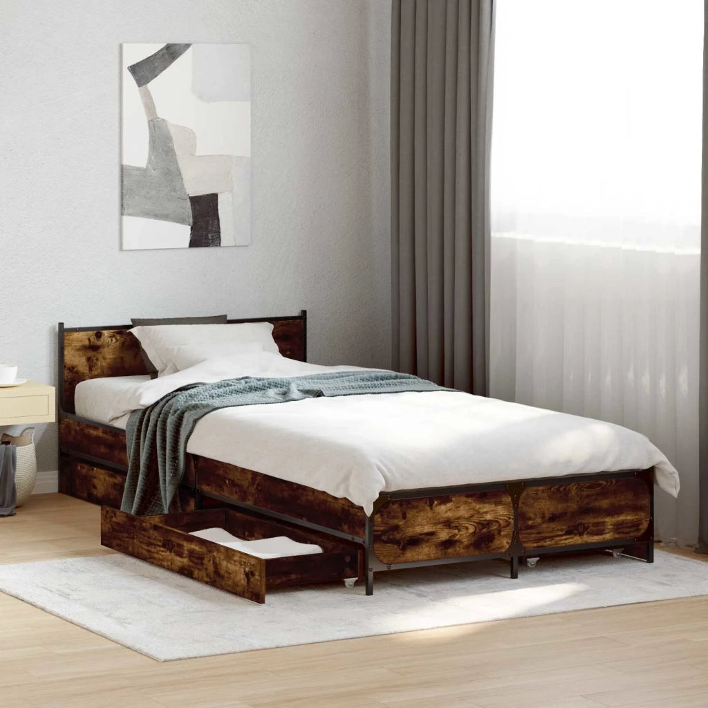 Struttura letto con testata con ruota Rovere Fumo 80 x 200 cm 3429694