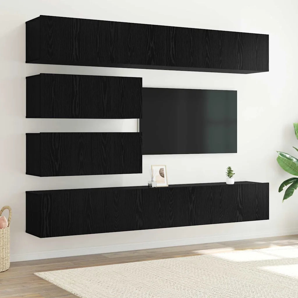 Set mobile TV 6 pcs Rovere Nero Legno multistrato 3332533