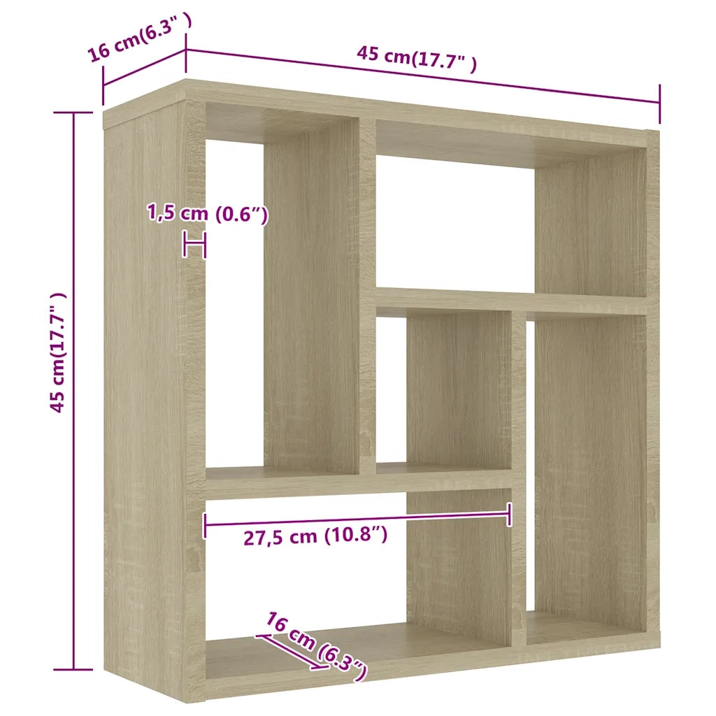 Scaffale a Parete Rovere Sonoma 45,1x16x45,1 cm in Truciolato cod mxl 68295
