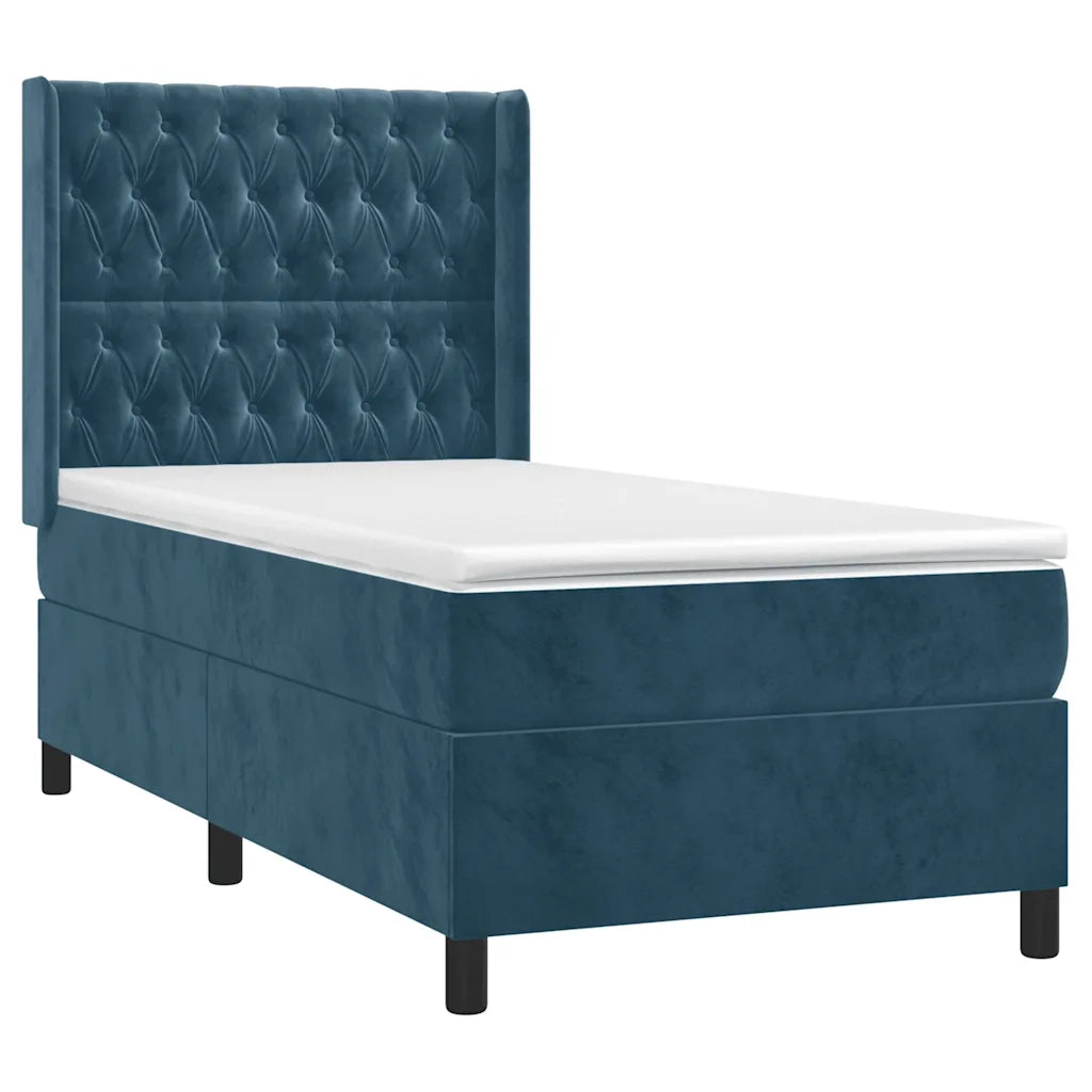 Giroletto a Molle con Materasso Blu Scuro 90x200 cm in Velluto 3132841