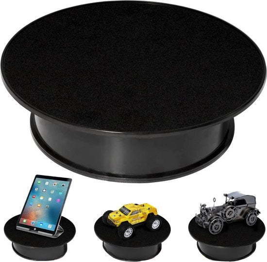 Tavolo di rotazione elettrico - Tavolo di rotazione - Fotografia - 20 cm - Nero - Disco rotante - Per le migliori foto!