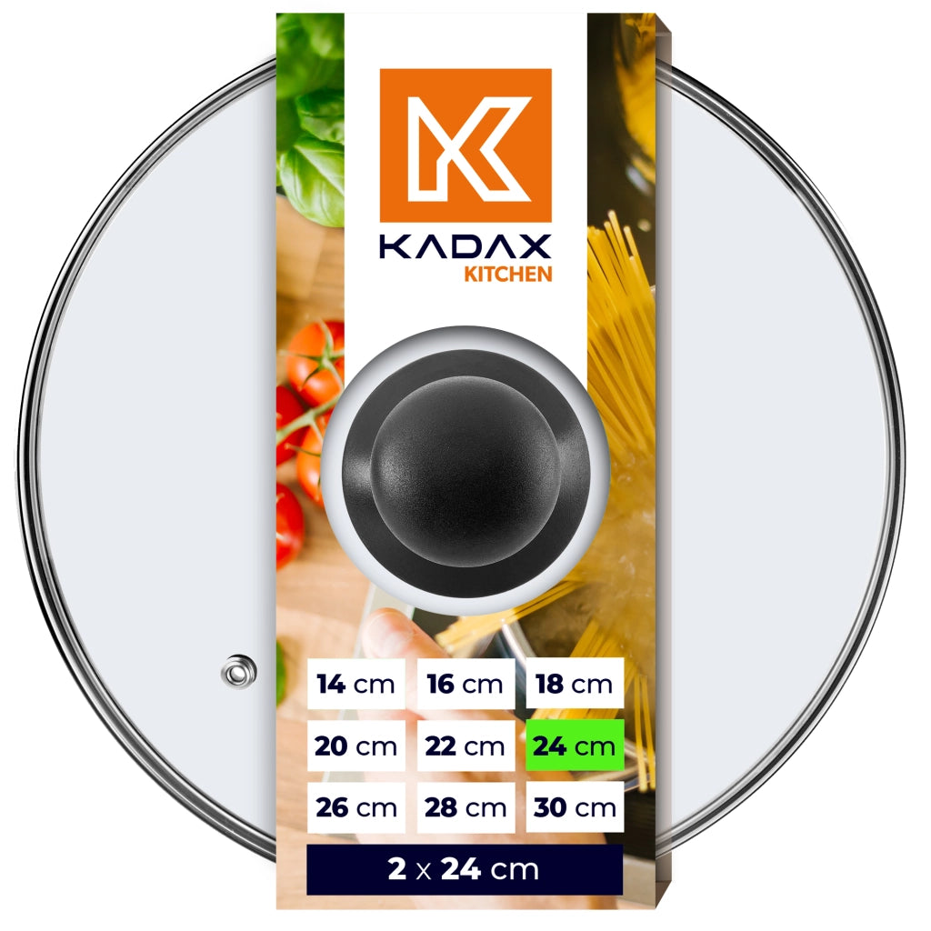 Set di 2 coperchi in vetro KADAX da 24 cm, resistenti al calore, per pentole e padelle.