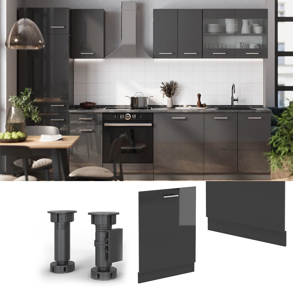 Pannello frontale della lavastoviglie R-Line Antracite lucido/Antracite 60 cm senza piano di lavoro Vicco