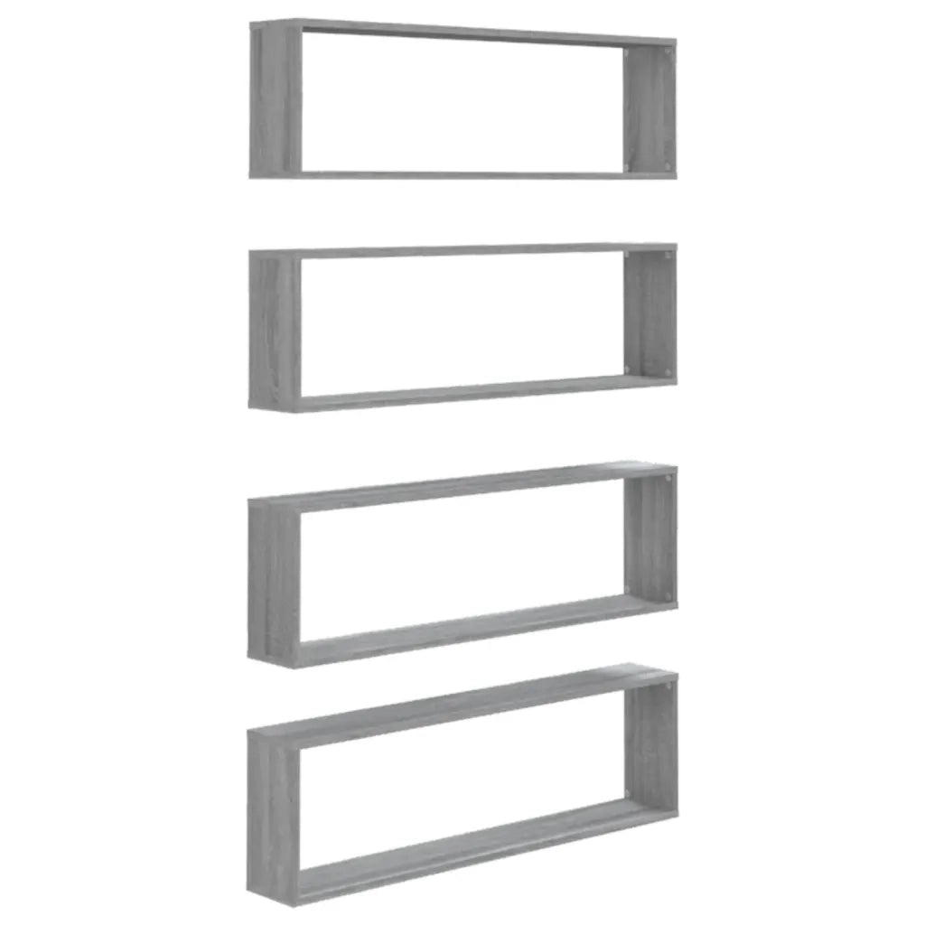 Mensole Cubo Muro 4pz Grigio Sonoma 100x15x30 Legno Multistrato 815910