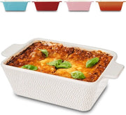 Keramica ovenschaal per 2 persone - per lasagna, tiramisù e piatto da forno - con bordo extra alto - quadrata - bianca.