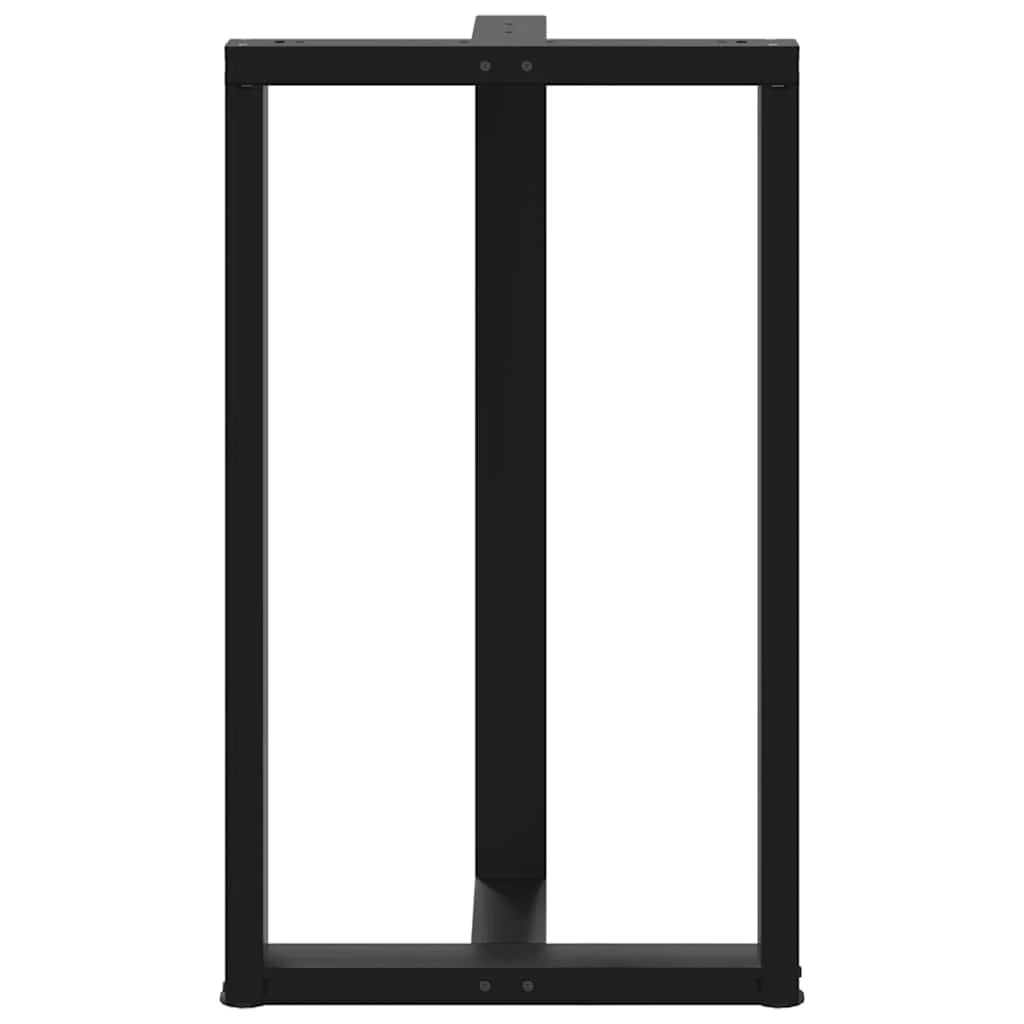 Set di 2 gambe per tavolo da bar a forma di T 60 x 35 x 100 cm con piedini regolabili design moderno in acciaio nero 02_0057354