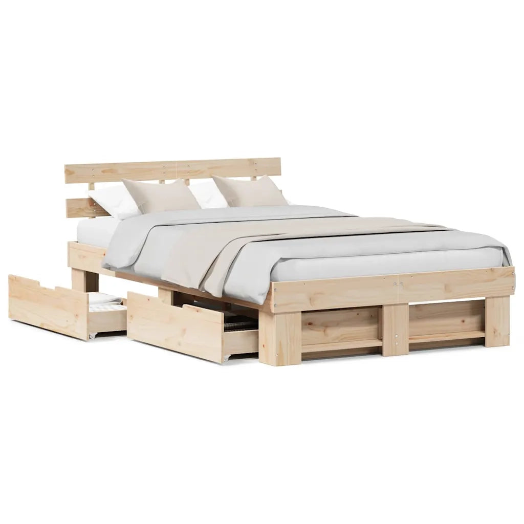 vidaXL Struttura del letto Marrone 120 x 190 cm Legno di pino massello