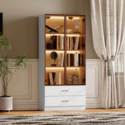 Mobile da bagno alto con vani aperti e chiusi in MDF bianco con vetro temperato