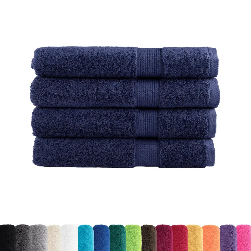 Asciugamani Premium SOLUND 4 pz | Teli per bagno Blu Navy 100x200 cm 600 g/m2