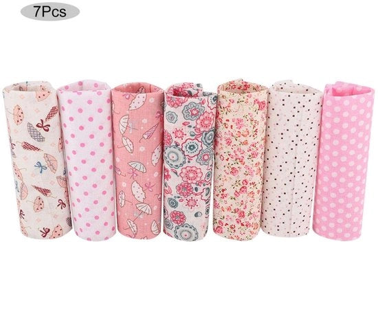 Pannelli di stoffa patchwork 25x25cm - 7 pezzi - Cotone - Motivi floreali - Leggeri e traspiranti - Facili da lavorare - Set di tessuti