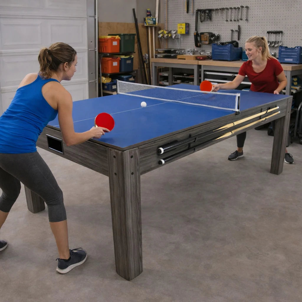 Tavolo Multigioco 7-in-1 213 cm (7ft) Grigio con Panca Contenitore