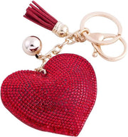 Chiave tascabile in pelle con cristalli strass - rosso - accessori per borse, valigie e zaini