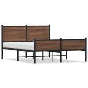 Letto matrimoniale | Letto per adulti | Giroletto senza Materaso in Metallo Rovere Marrone 137x190 cm