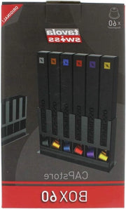 Scatola per capsule Nespresso da 60 capsule - plastica nera - 25 x 15 x 7 cm - Tavola Swiss