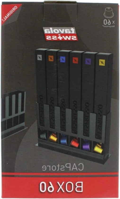 Scatola per capsule Nespresso da 60 capsule - plastica nera - 25 x 15 x 7 cm - Tavola Swiss