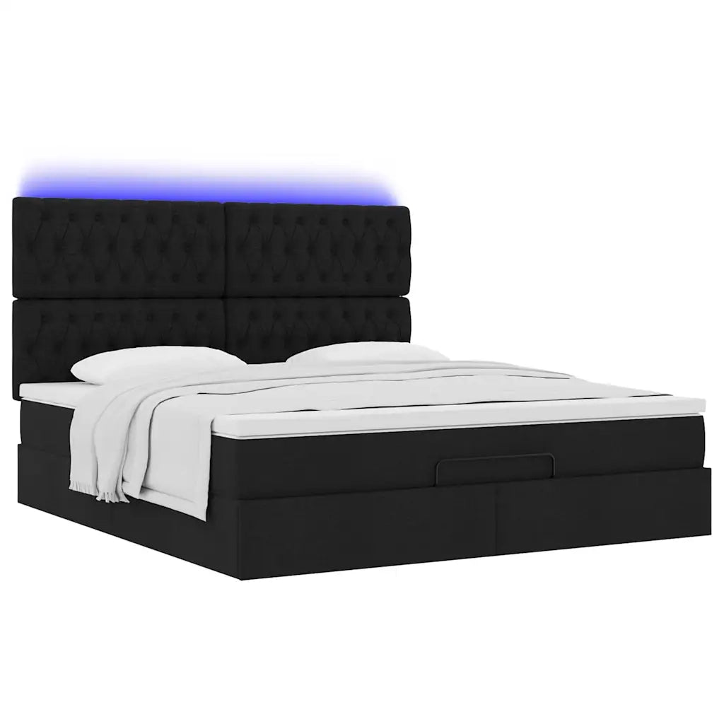 Struttura Letto Pouf con Materasso Nero 160x200 cm in Tessuto 3314102