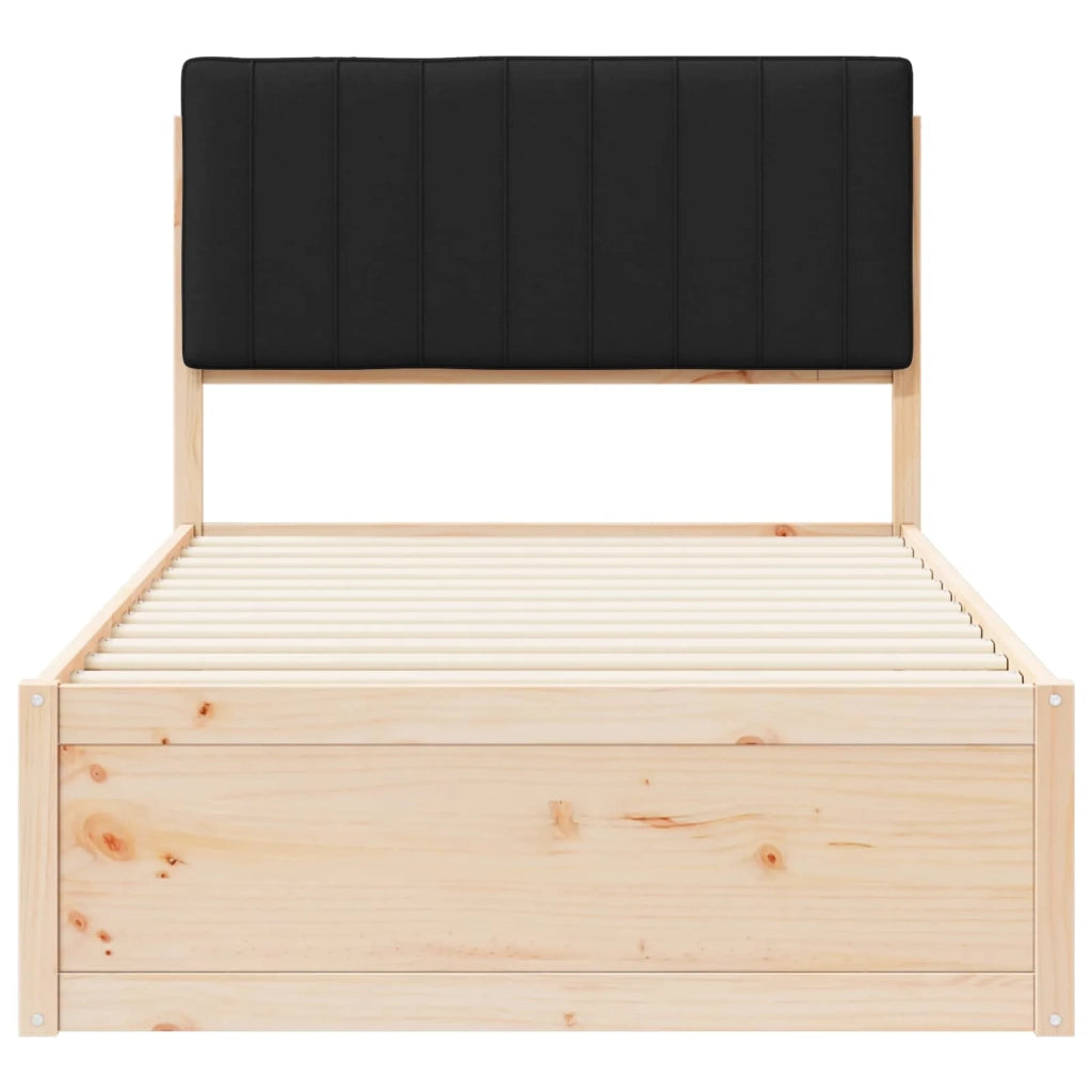 Letto con Testiera Rivestita Nero 100 x 200 cm Pino massello 877791