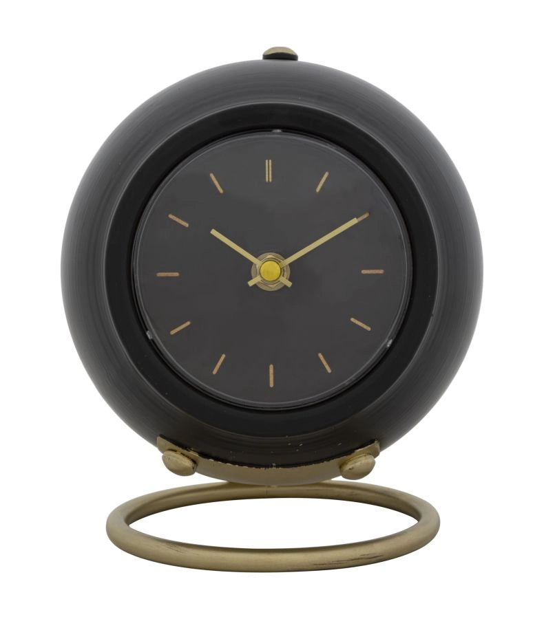 Orologio da Tavolo Ball Nero 16x13x19 cm in Ferro e Plastica